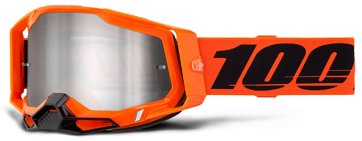 Masque cross 100% Racecraft 2 Orange Fluo - Ecran Mirror